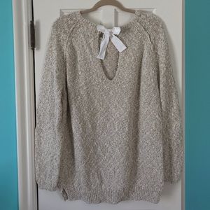 Nordstrom Hinge Ribbon Back Sweater - Oatmeal M